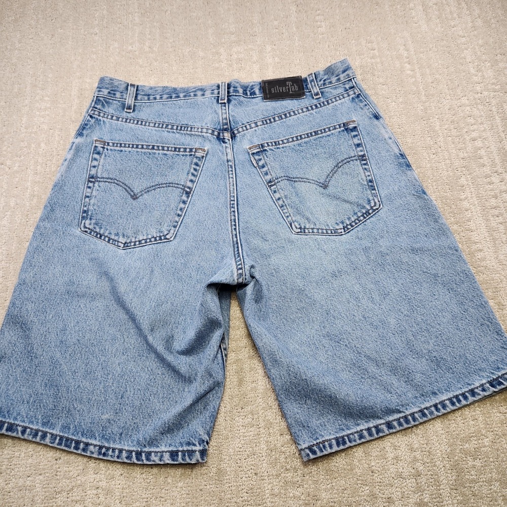Vintage Silvertab Levis Shorts Men 36 Loose Wide Leg Baggy Y2K Blue Denim